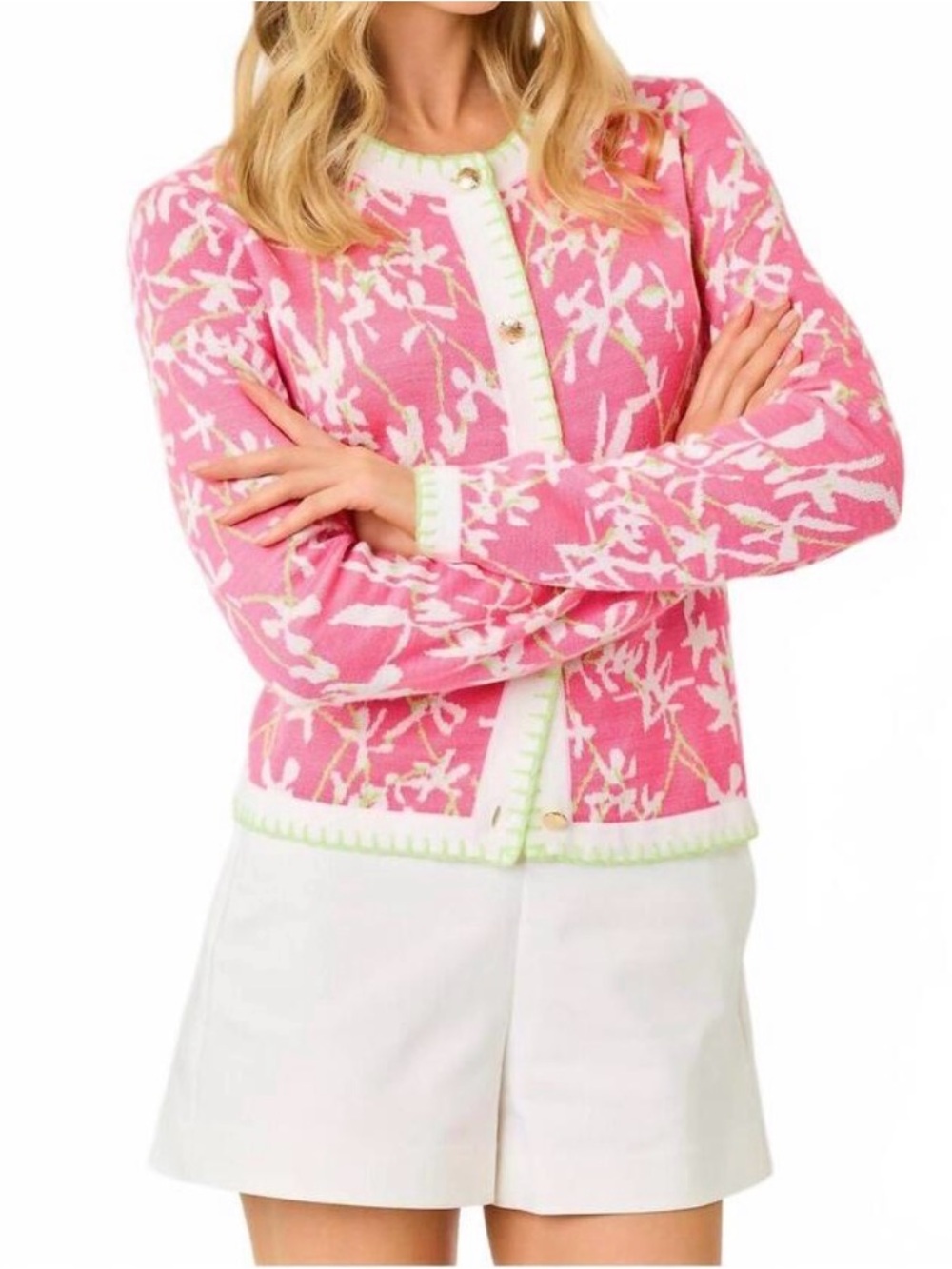 NWT LILLY PULITZER Manzie cardigan in confetti pink liza jacquard size medium